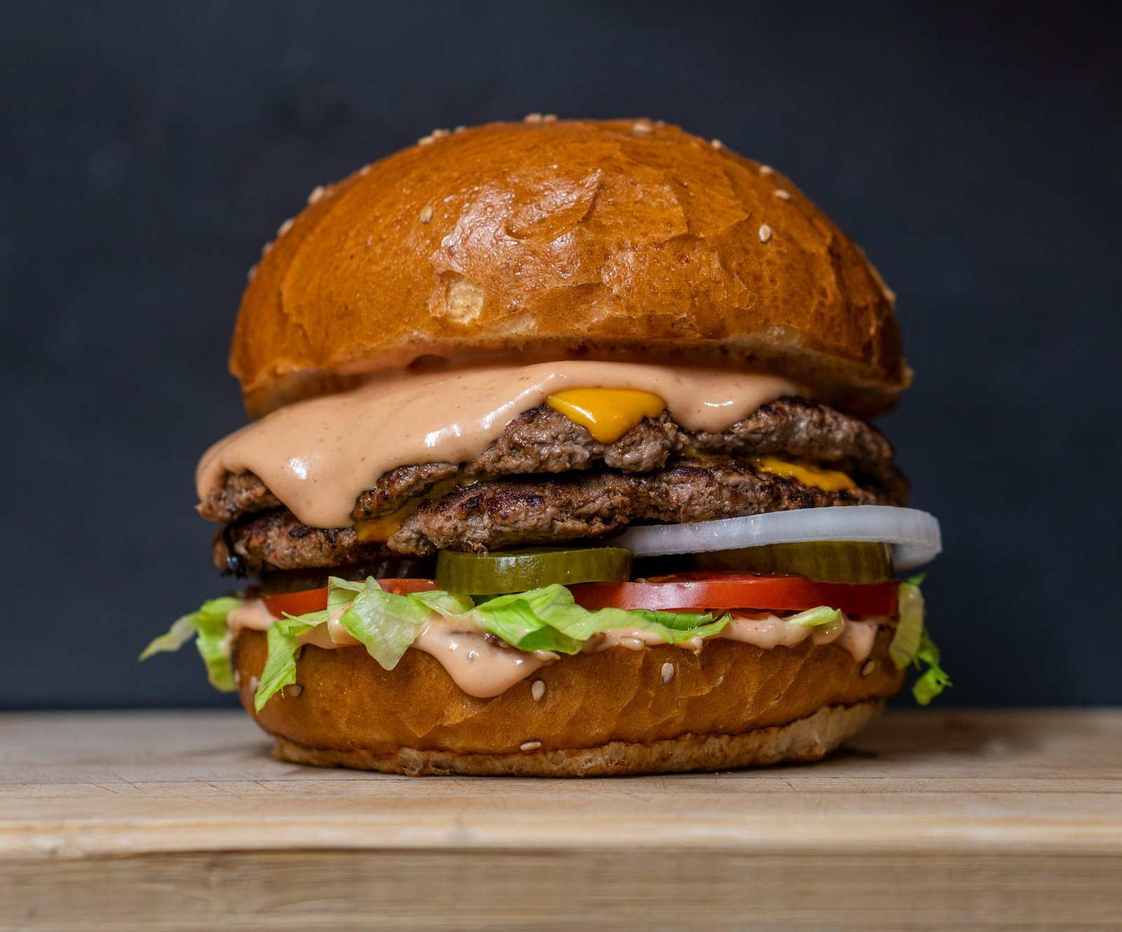 Double smash burger with melted cheese