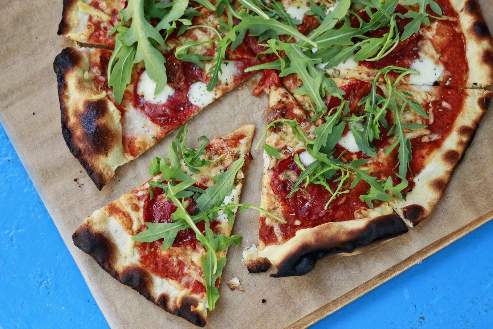 Fire baked pepperoni pizza